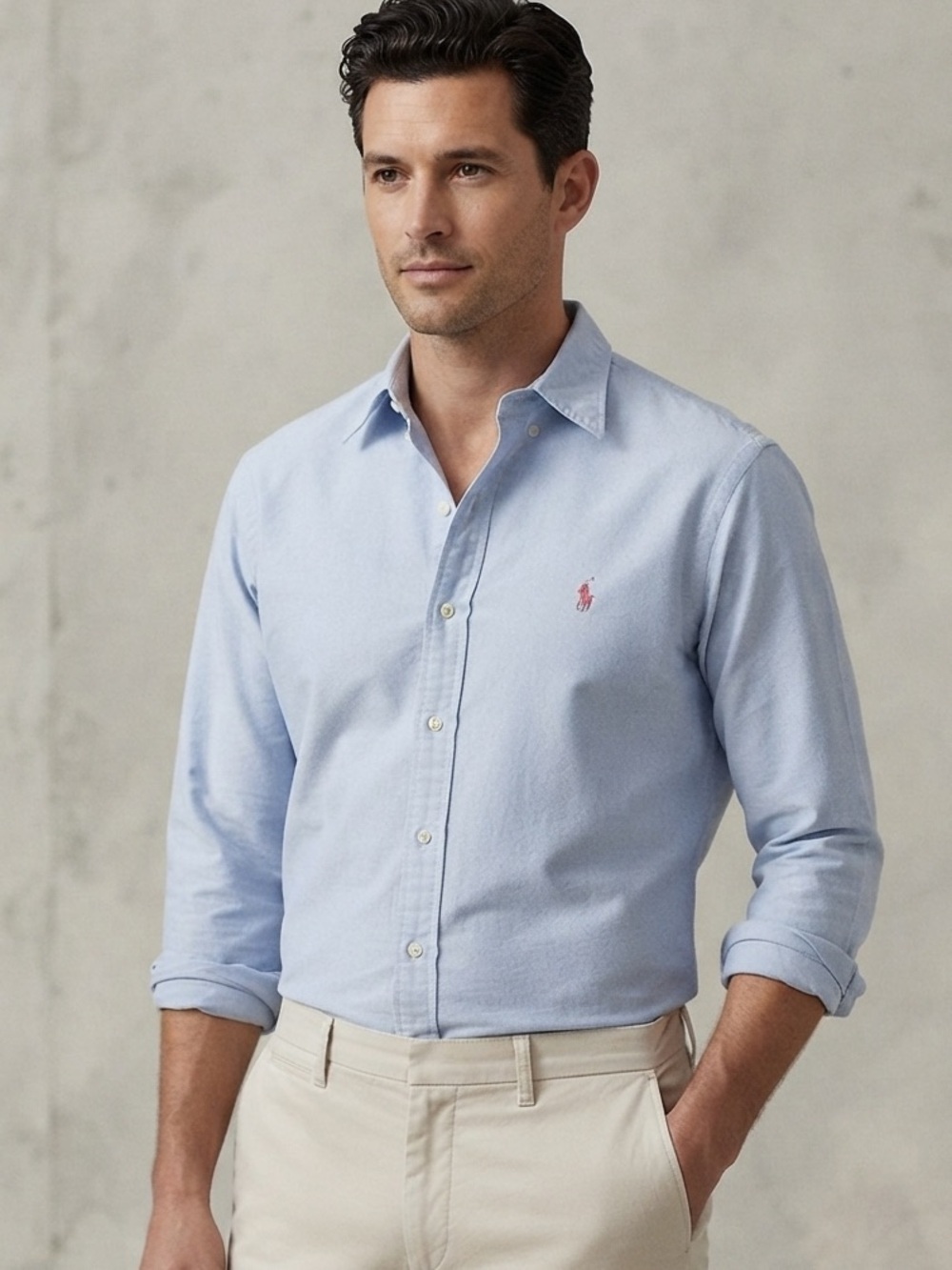 Ralph Lauren Sz 18 Vintage Classic Fit Baby Blue Cotton Button Front Shirt